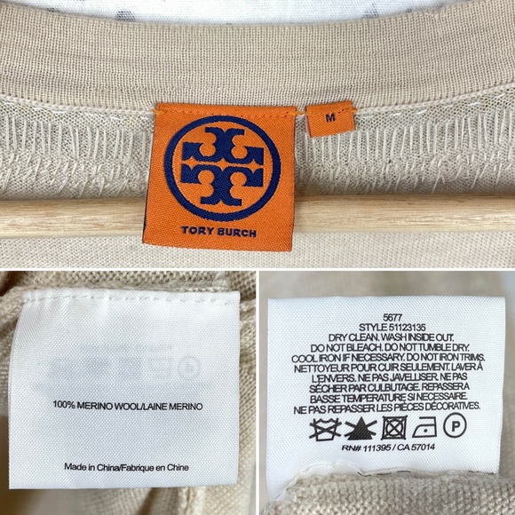 Tory Burch Embellished Merino Wool Dove Tunic Sweater M - Picture 3 of 12